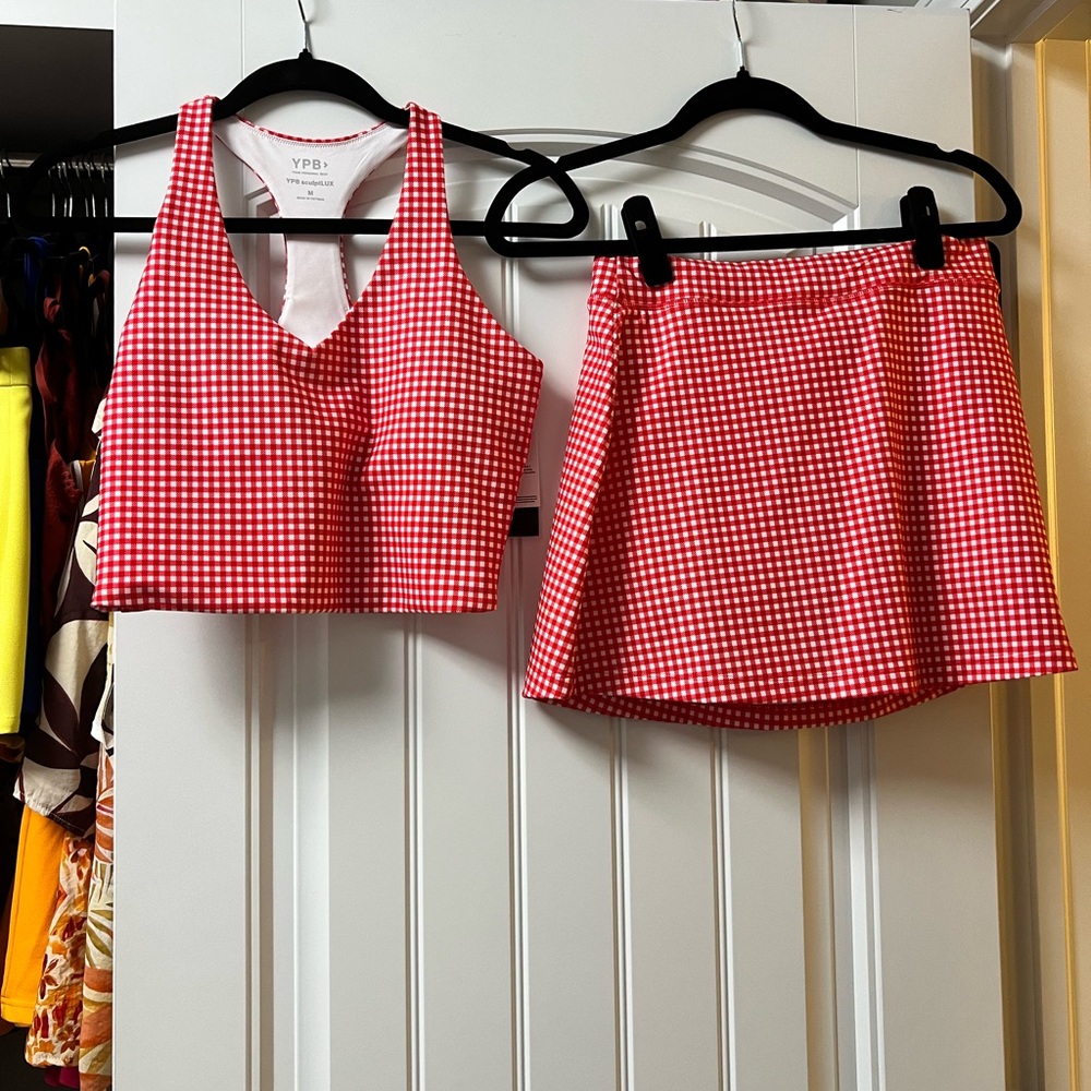 Abercrombie & Fitch Red Checkered Mini Skirt